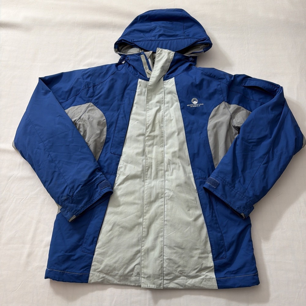 American Eagle snowboarding jacket blue/white women's size M Thermolite Plus
